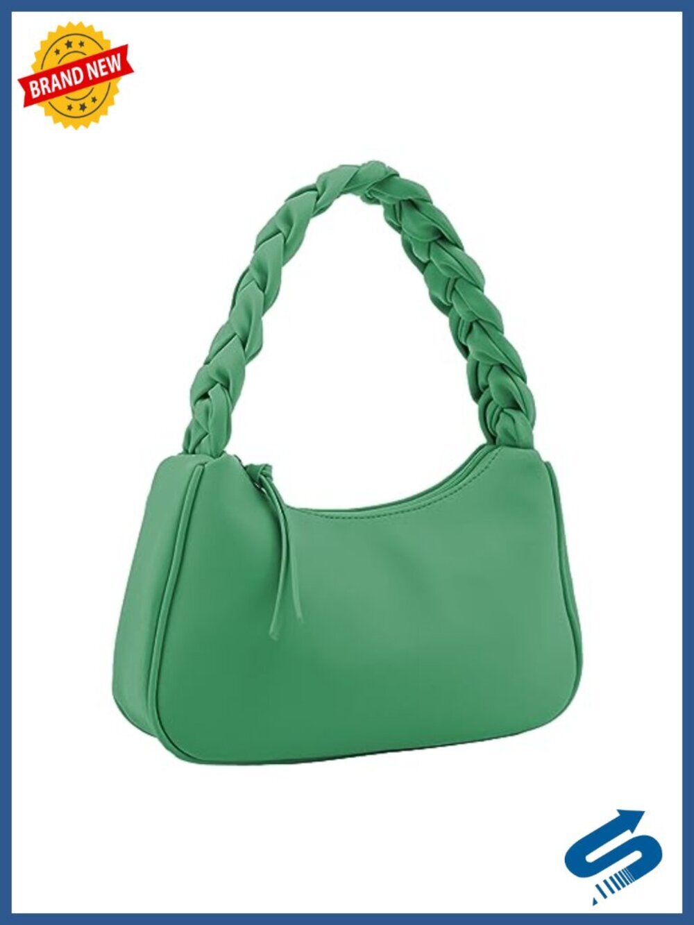 Braided Top Handle Hobo Tote Bag, Vegan Leather Shoulder Handbag Purse